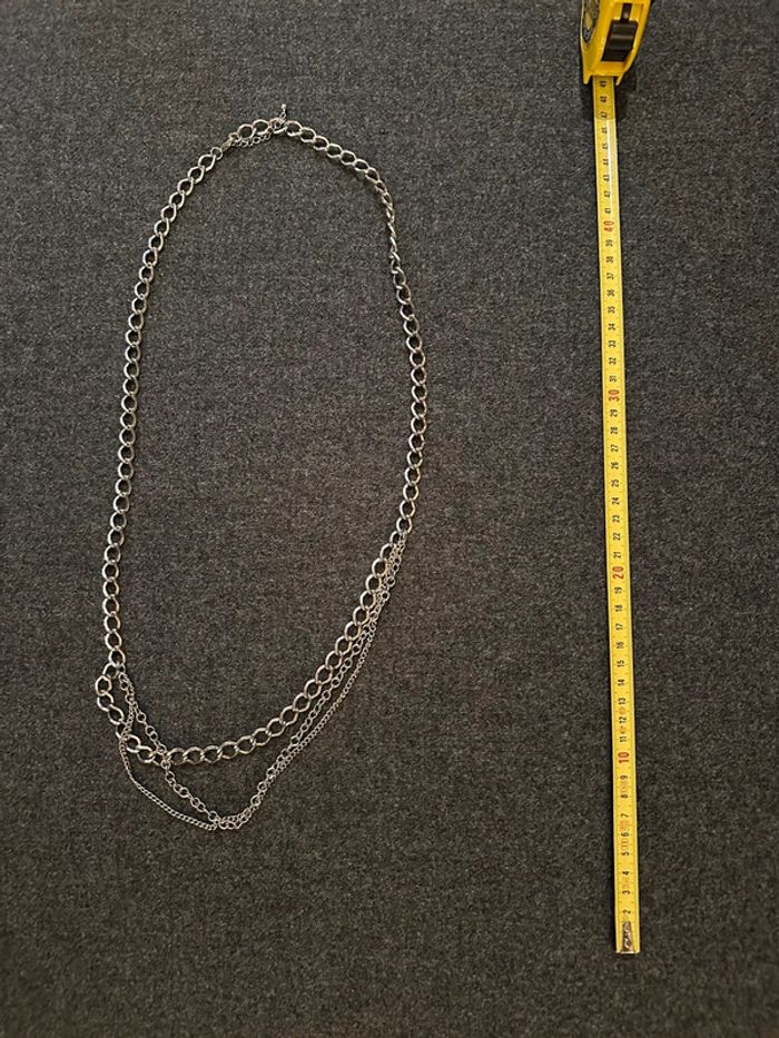 Collier sautoir métal argenté multi rang - photo numéro 3