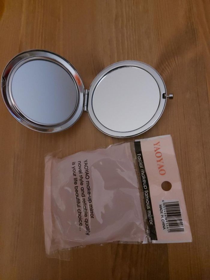 Miroir de sac rose doré noir neuf - photo numéro 2