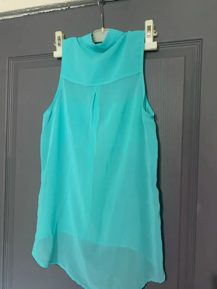 Chemise sans manche bleu transparent - Bershka Taille S - photo numéro 3