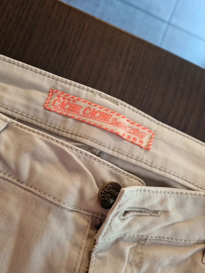 Pantalon beige souple cache cache denim taille 38 40 - photo numéro 2