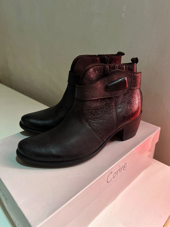 Bottine petits talons cuir noir - photo numéro 2