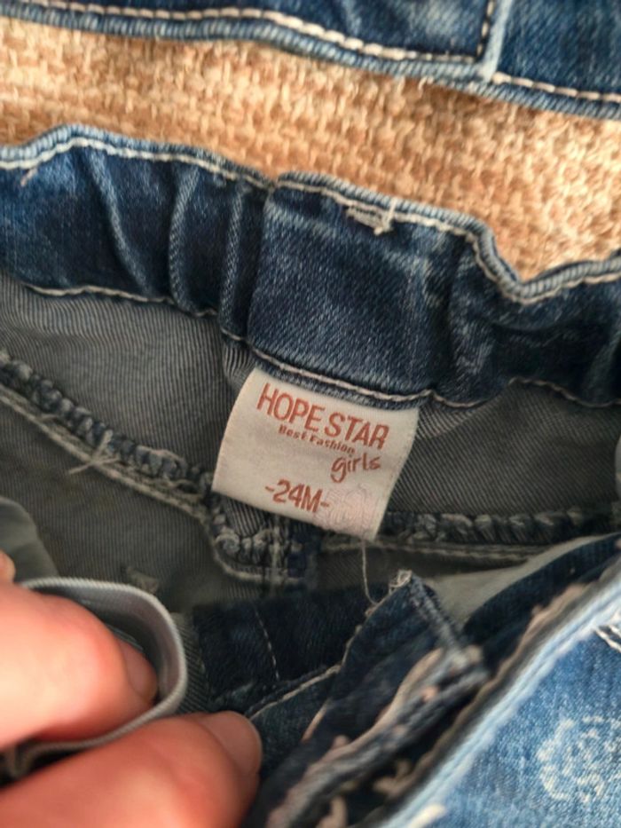 Ensemble jean fleurs gilet et short 2 ans 24 mois - photo numéro 5