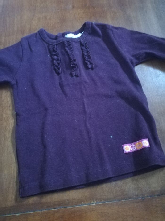 Tee shirt manche longue fille 18 mois obaïbi violet