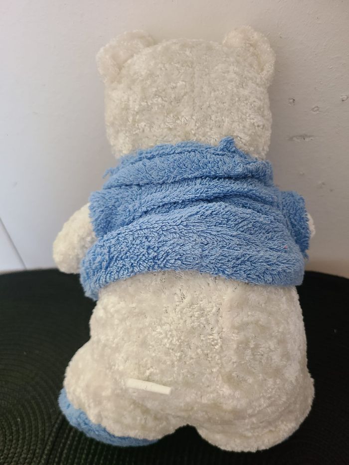 doudou ours blanc gilet bleu 59 - photo numéro 3