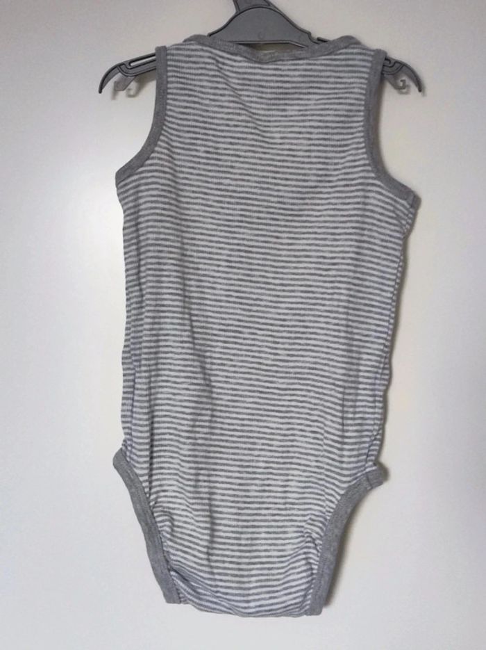 Body blanc gris rayé rayures H&M - photo numéro 3