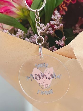 Porte clé acrylique super nounou d'amour