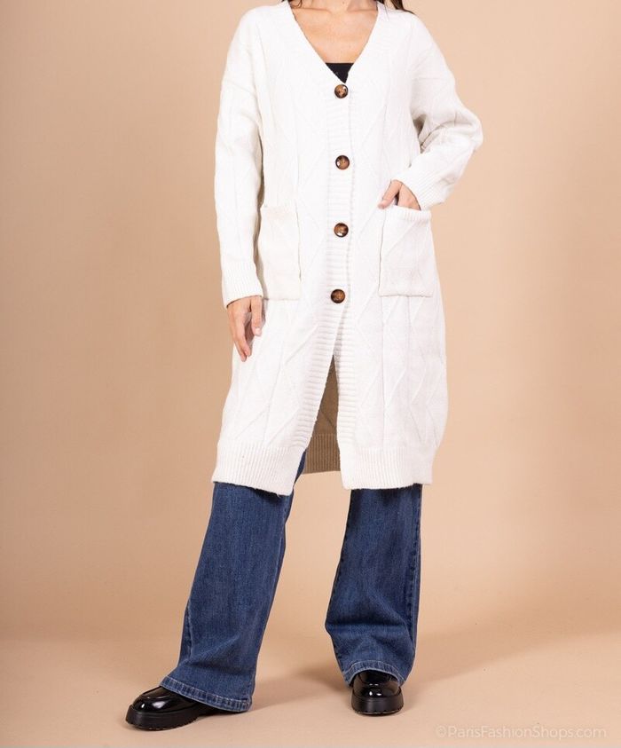 Gilet cardigan beige avec poches