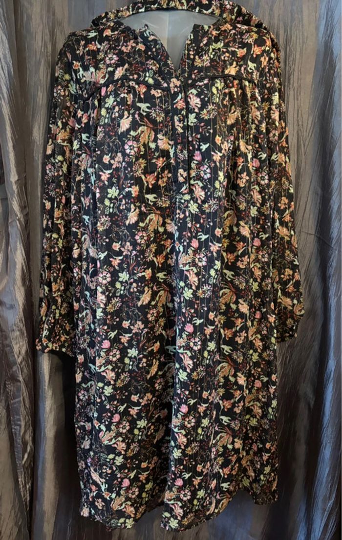 Superbe robe en mousseline doublée noire imprimé floral 54 - photo numéro 8