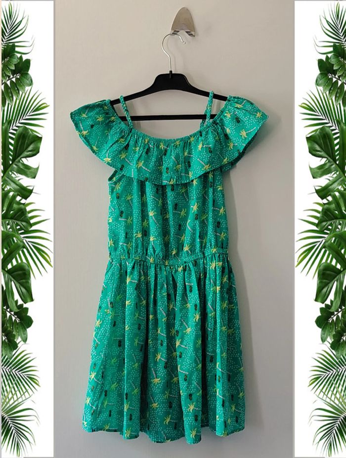 Robe verte imprimé palmiers 8 ans