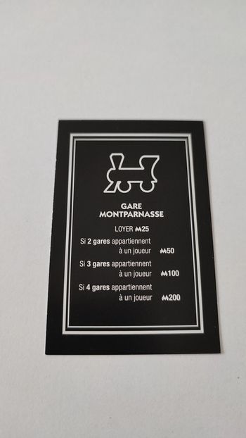 Carte Gare Montparnasse pièce détachée jeu de société Monopoly mauvais perdants Hasbro Gaming #B77