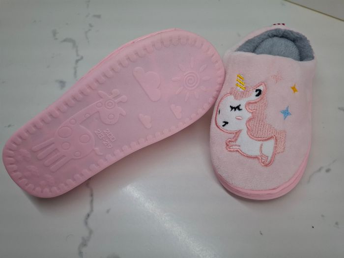 Pantoufle  Licorne rose gris fille - photo numéro 2