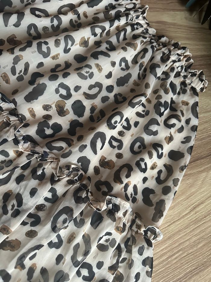 Jupe léopard beige neuve à volants - photo numéro 3
