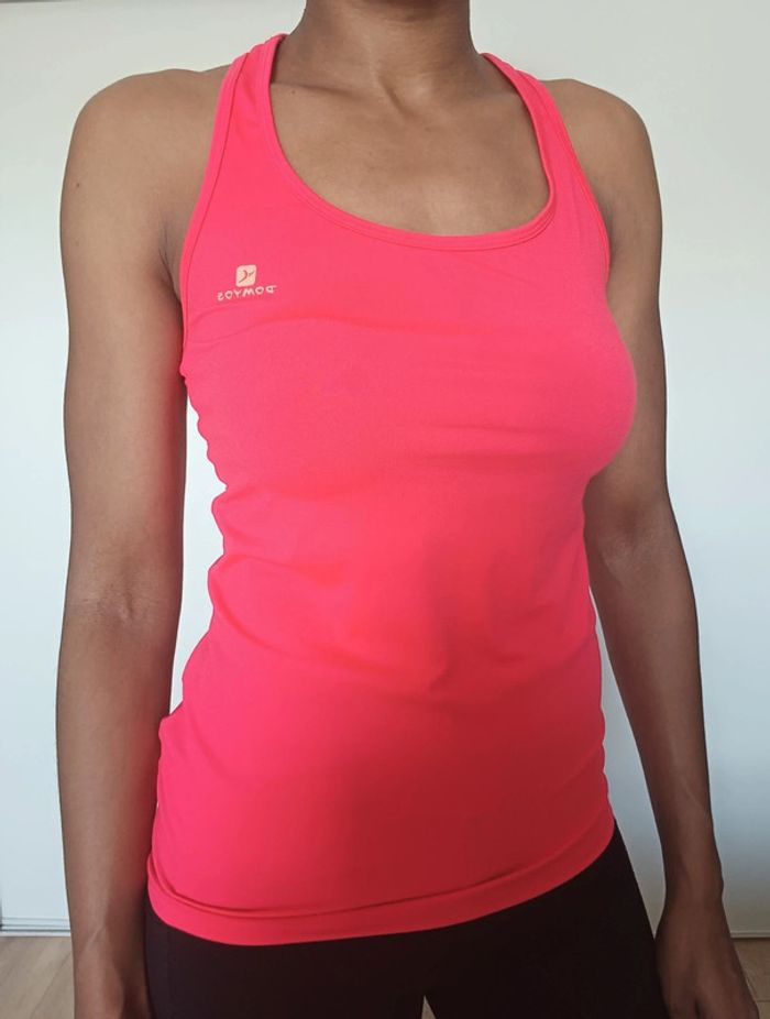 Débardeur sport rose fluo Domyos - photo numéro 2