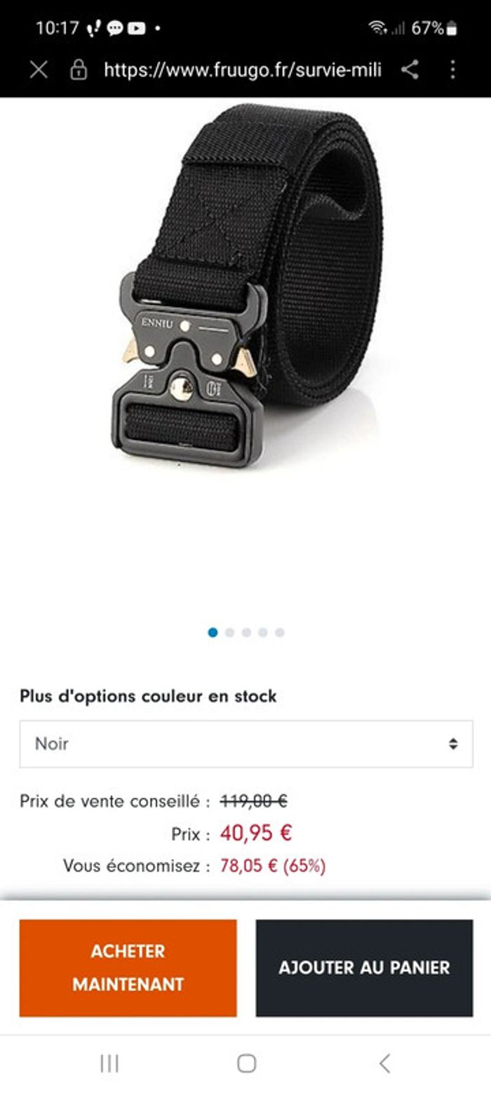 Ceinture tactile avec Boucle Clip Metal Noir - photo numéro 3