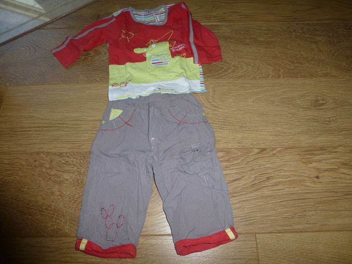 Ensemble pantalon gris + T-shirt manches longues Orchestra - 1 an
