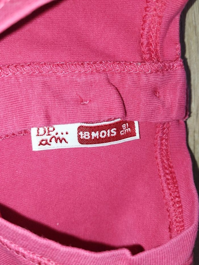 T-shirt manches longues DPAM rose fushia fille 18 mois - photo numéro 4