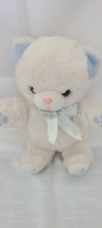 Doudou Peluche ours blanc bleu BOULGOM
