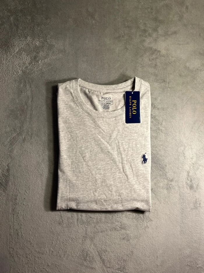 T-shirt Ralph Lauren Crewneck Embroidered Grey Navy Poney – Taille L