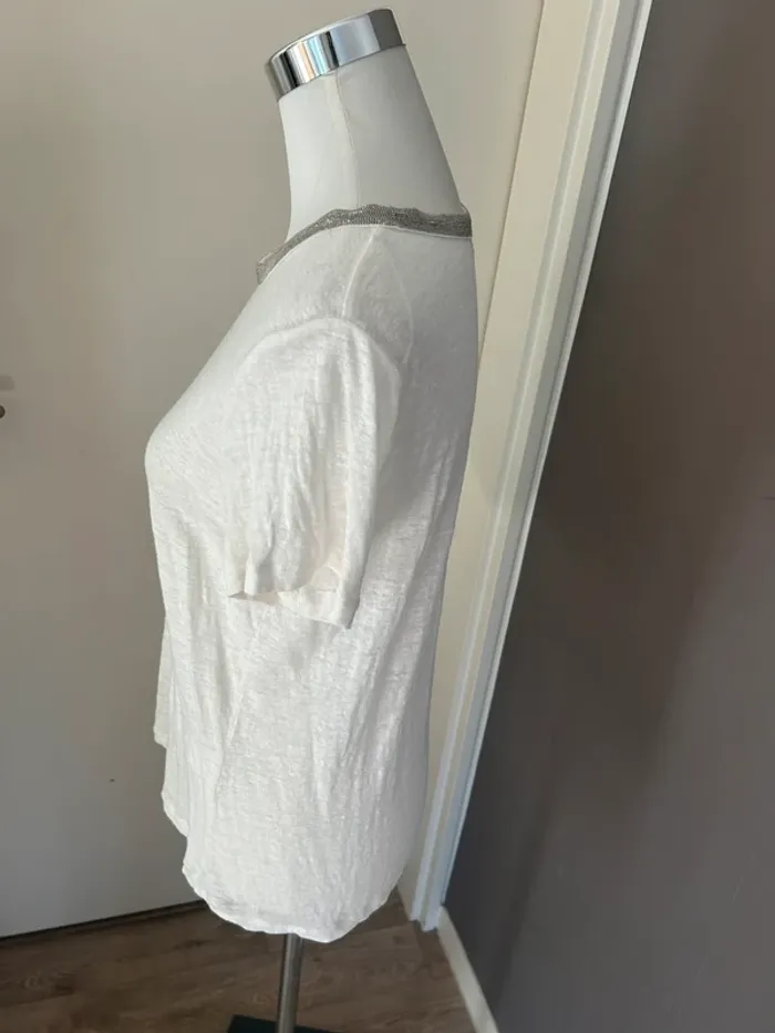 123 t-shirt, haut écru en lin femme, taille 40 - photo numéro 4