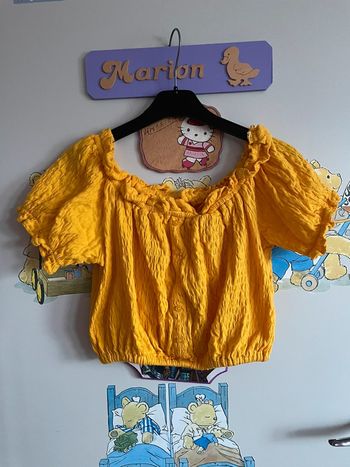 Top jaune à épaules découvertes, taille 36, marque Pimkie