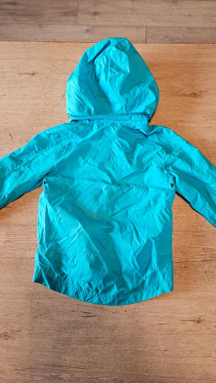 Veste coupe vent imperméable avec capuche, bleu turquoise, U Oxyg, 4/5 ans, nickel - photo numéro 6