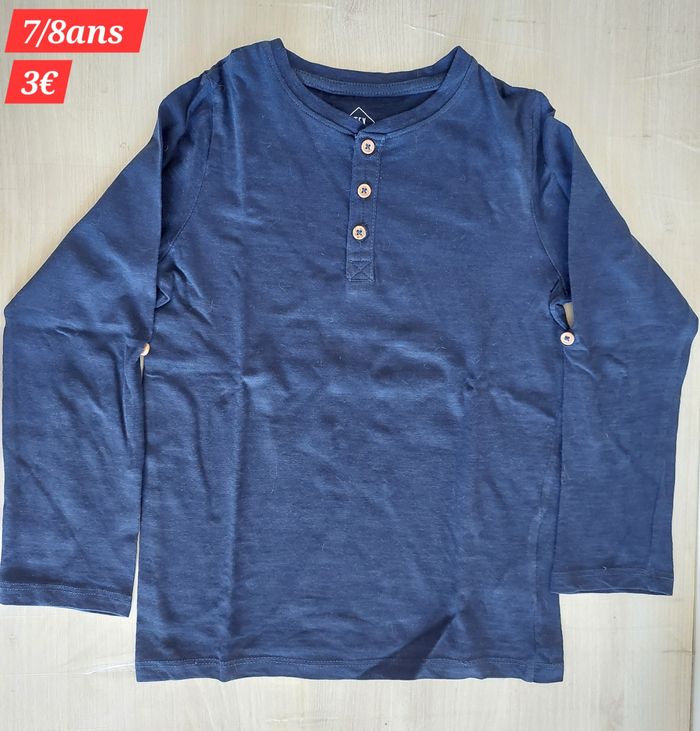 T-shirt bleu marine garçon 8ans - photo numéro 2