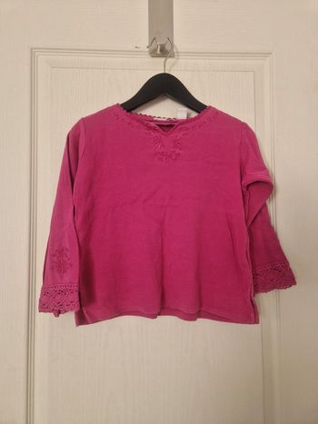 Jolie haut à manche longue rose fille zara 5 ans 100% coton