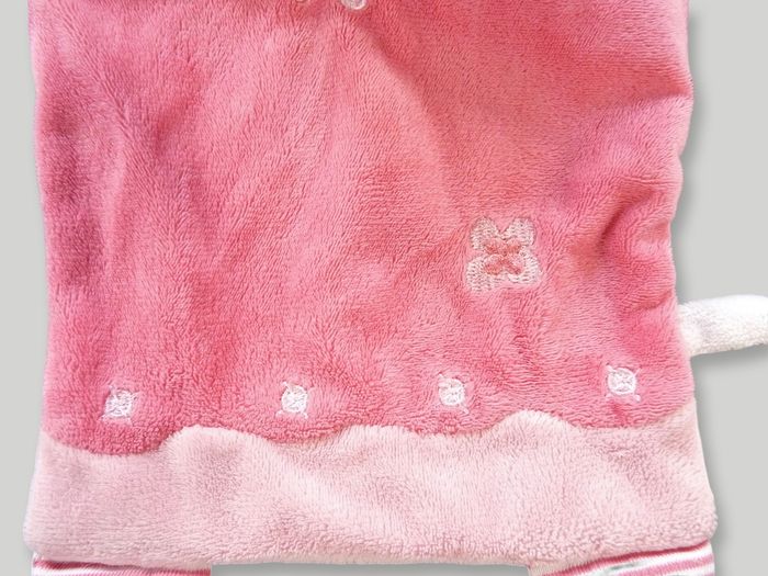 Doudou souris plat velours rose fleurs Nicotoy 26 cm - photo numéro 3