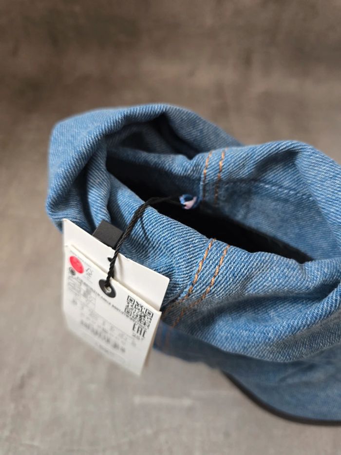 Bottines Zara bleu denim avec plis à talon taille 39 - photo numéro 5