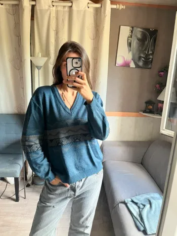 Pull en laine shetland vintage western country
