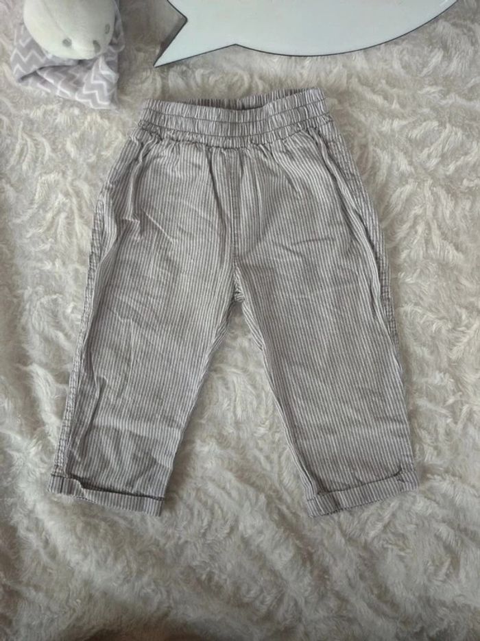 Pantalon léger Mixte 12 mois rayé 100% coton - photo numéro 2
