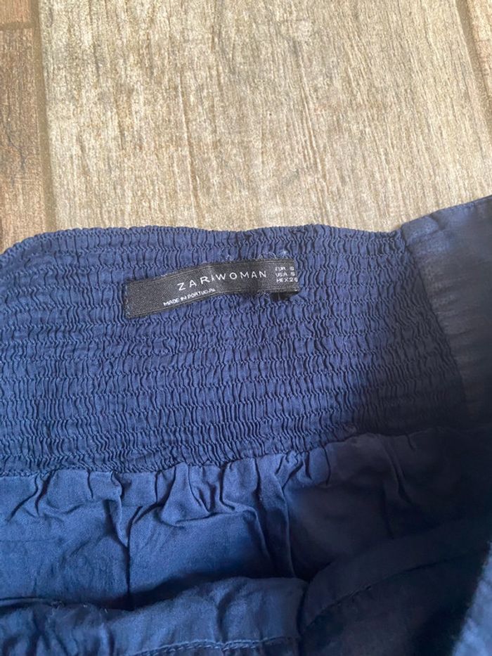 Jupe courte d’été à volants bleu foncé Zara - photo numéro 3