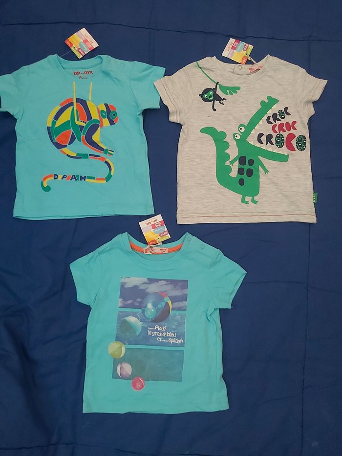 3 T-shirts bébé garçon 6 mois - Neuf