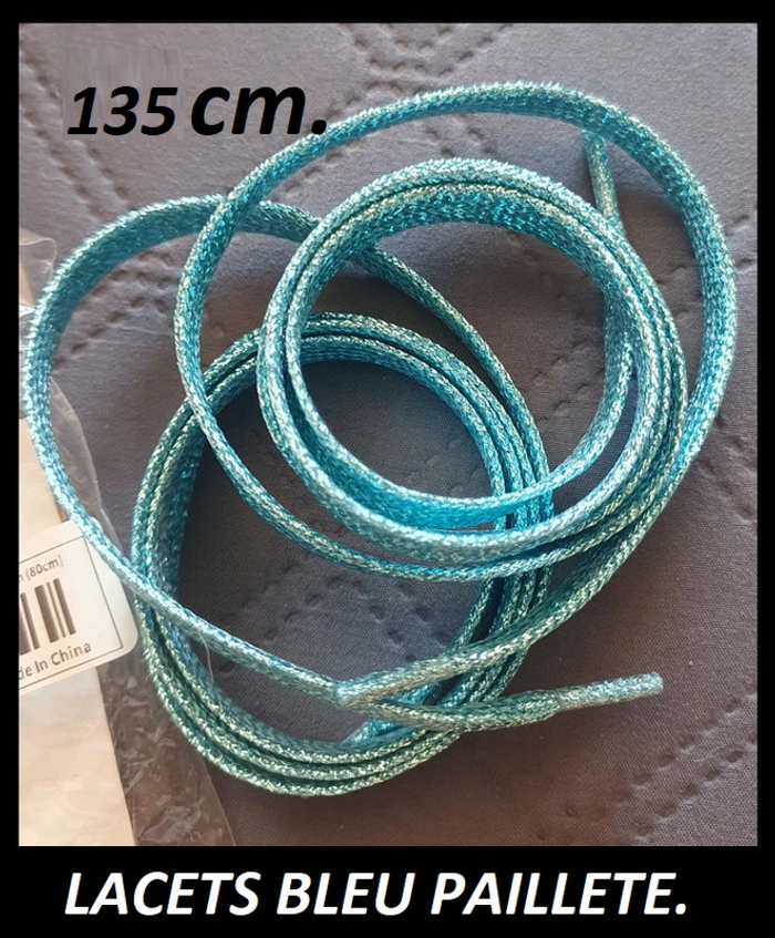 1 paire de lacet bleu pailleté 135 cm