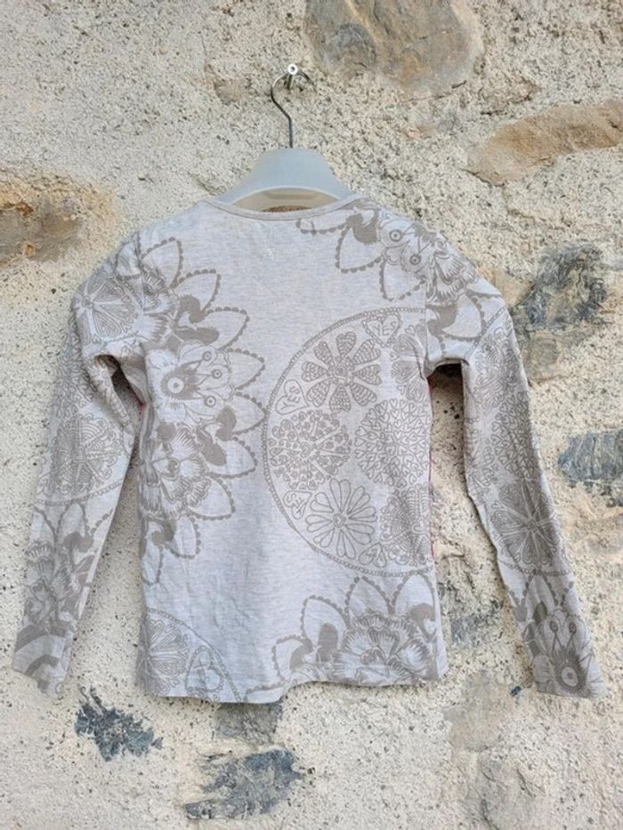 Joli tee-shirt manches longues Desigual, crème et tons roses, 7/8 ans - photo numéro 4