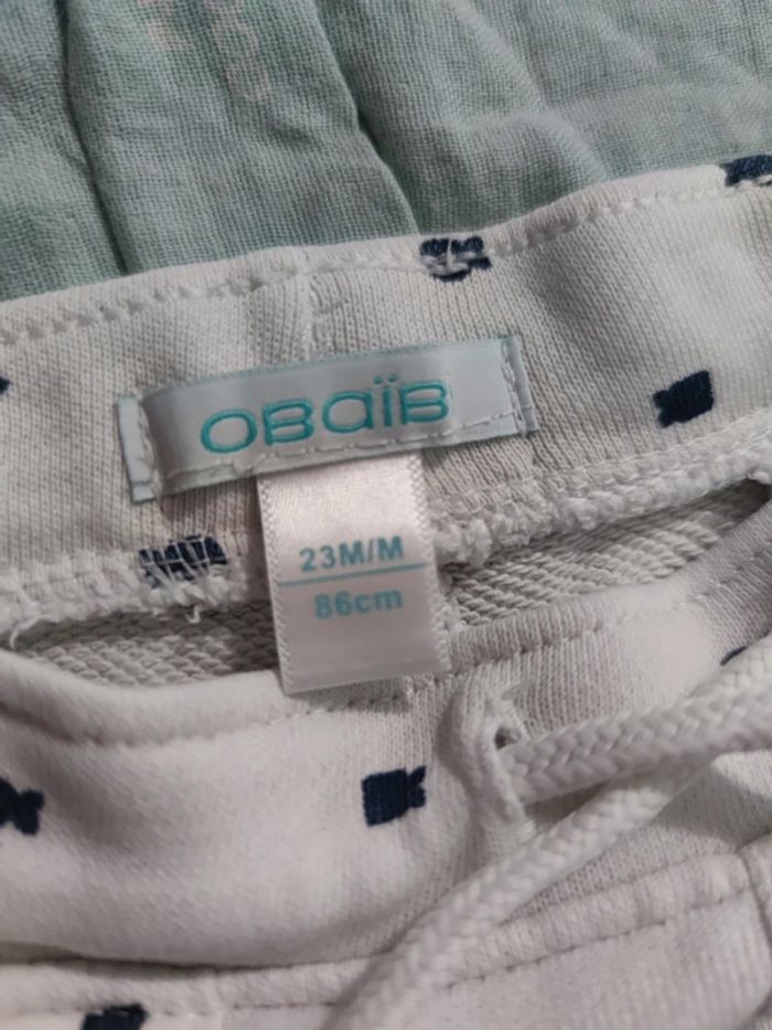 Short blanc poisson bleu T.24 mois - photo numéro 2