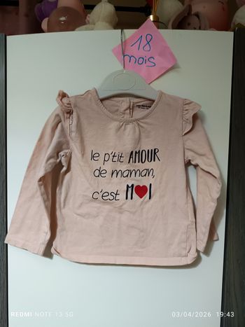 T-shirt "le petit amour de maman c'est moi" 18 mois