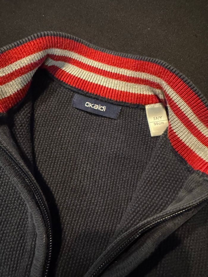 Lot 2 gilets Okaidi 3 ans gris et marine - photo numéro 5