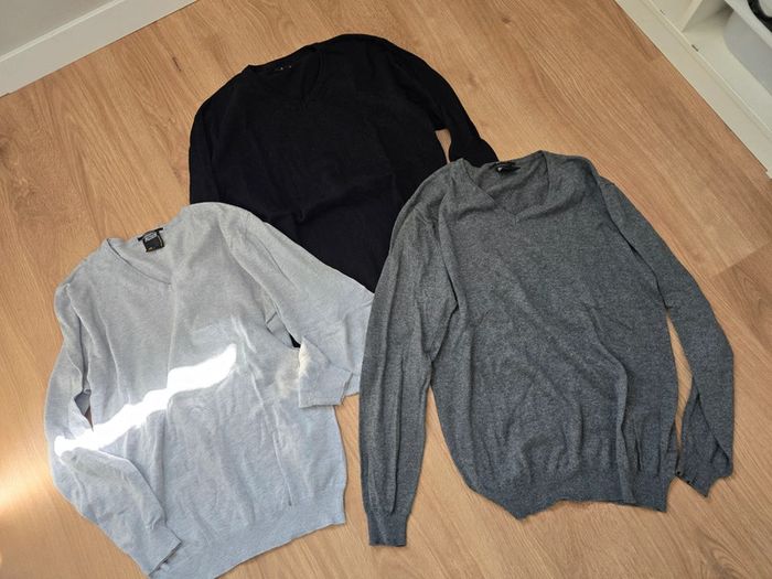 Lot de 3 pulls smog taille m col V