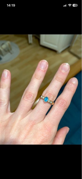 Bague plaqué or pierre bleu 