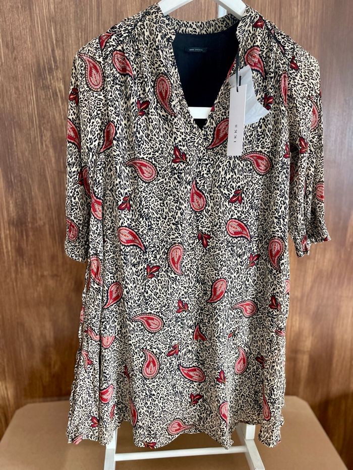 🌞Robe élégante IKKS 🌞 écru motif Paisley - photo numéro 3