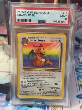 CARTE POKÉMON DRACOLOSSE FOSSILE PSA 9 - 19/62