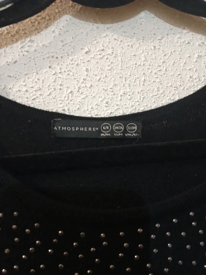 Sweat noir a strass argenté " atmosphère " taille 36 - photo numéro 3