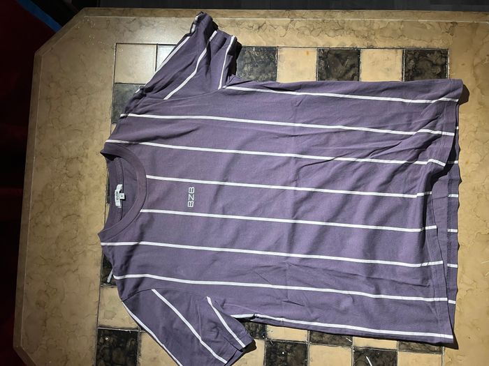 T-shirt rayé violet BZB homme S - photo numéro 2