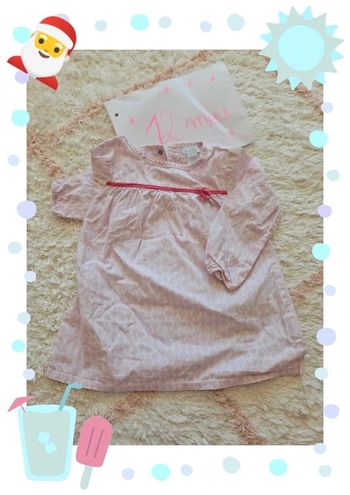 blouse printemps été tunique fille 12 mois marque okaidi ton de rose et blanc