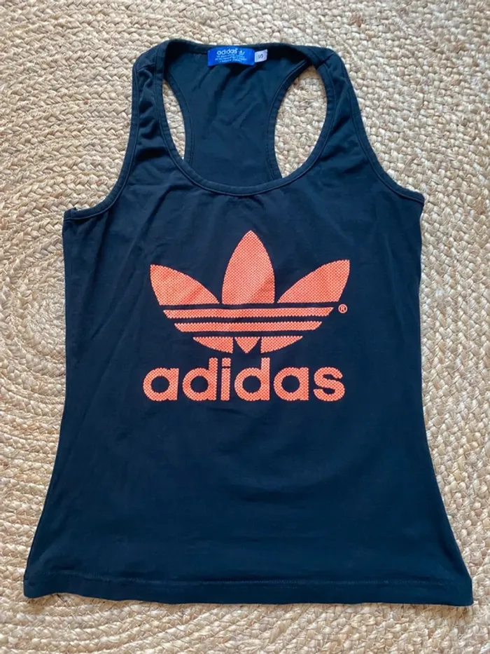 Débardeur noir Adidas Originals femme – Taille S – Logo corail Trefoil