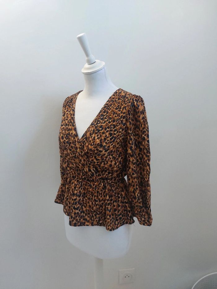 Top peplum léger et fluide imprimé léopard taille xs 34 - photo numéro 2