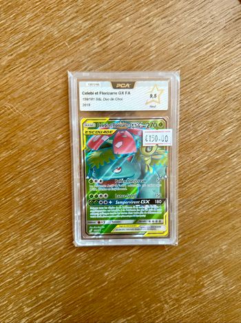 Carte Pokémon Escouade Celebi et Florizarre GX 159/181 PCA 9.5