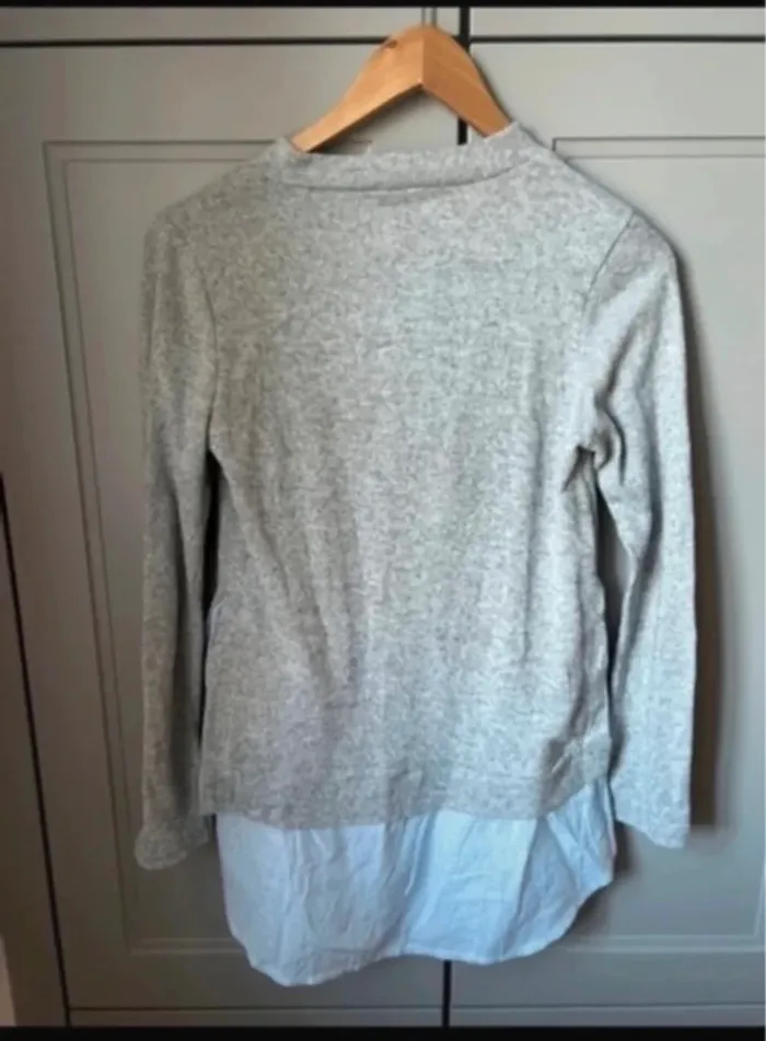 Pull chemise gris bleu - photo numéro 4