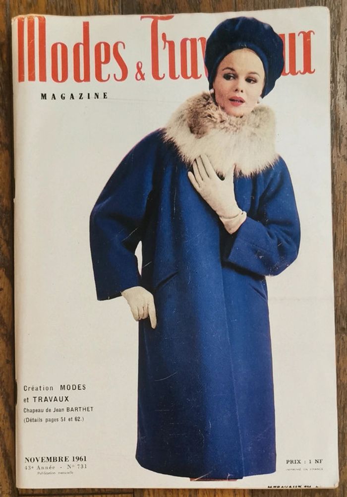 Ancien magazine 1961 Modes et travaux avec 3 patrons + supplément n°731 vintage - photo numéro 2